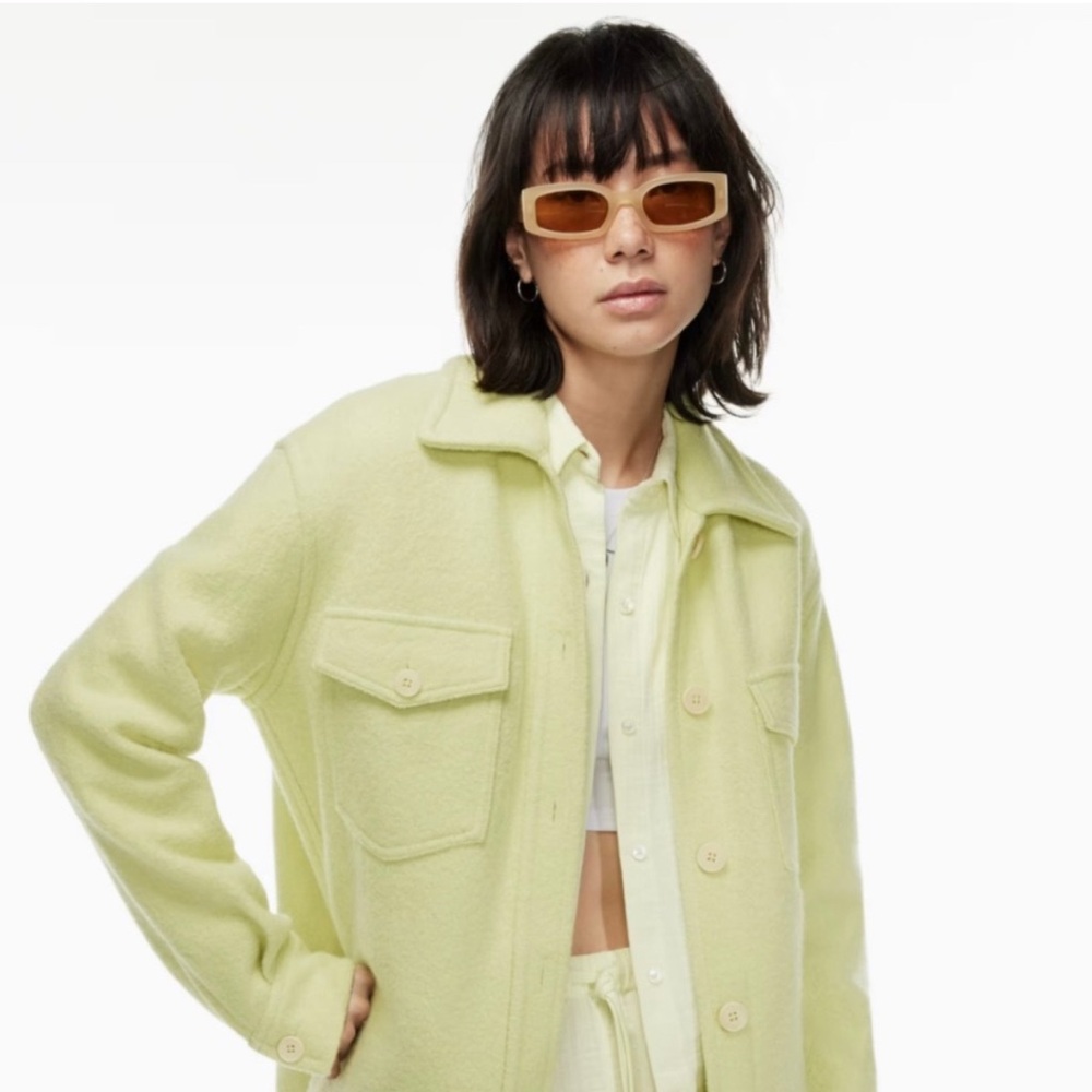 Aritzia Wilfred Free 100% Merino Wool Lime Green Teddy Jacket